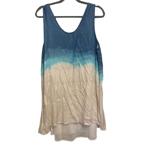 BB Dakota Orla Blue and Cream Tie-Dye Shift Dress Size Large - Picture 6 of 8